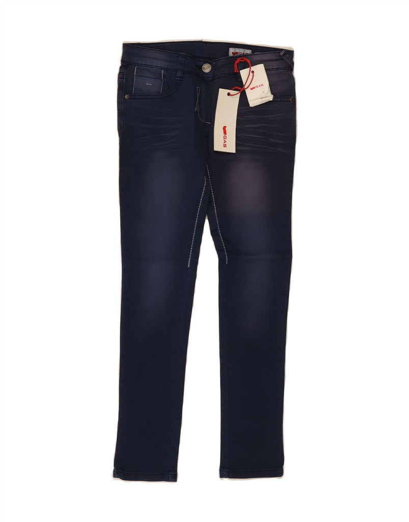 GAS Girls Slim Jeans 9-10 Years W24 L24 Navy Blue Cotton Vintage Gas and Second-Hand Gas from Messina Hembry 