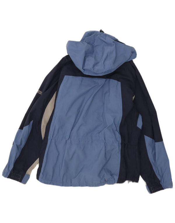 Columbia Womens Hooded Rain Jacket UK 16 Large Blue Colourblock Nylon