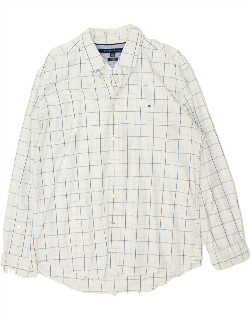 TOMMY HILFIGER Mens Shirt XL White Check Cotton | Vintage Tommy Hilfiger | Thrift | Second-Hand Tommy Hilfiger | Used Clothing | Messina Hembry 