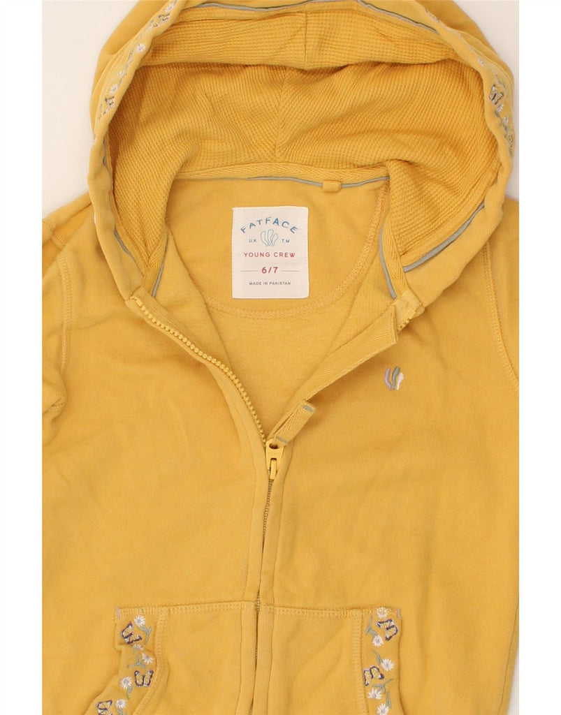 FAT FACE Girls Graphic Zip Hoodie Sweater 6-7 Years Yellow Cotton | Vintage Fat Face | Thrift | Second-Hand Fat Face | Used Clothing | Messina Hembry 