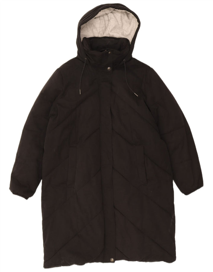 Fat Face Womens Hooded Oversized Padded Coat UK 14 Large Black Polyester
