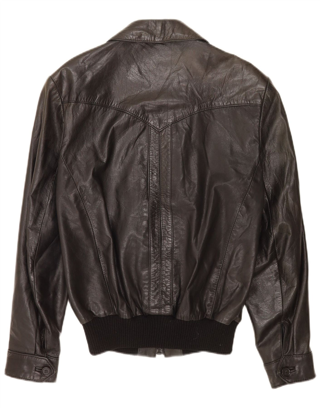 C&A Mens Bomber Leather Jacket EU 54 Large Black