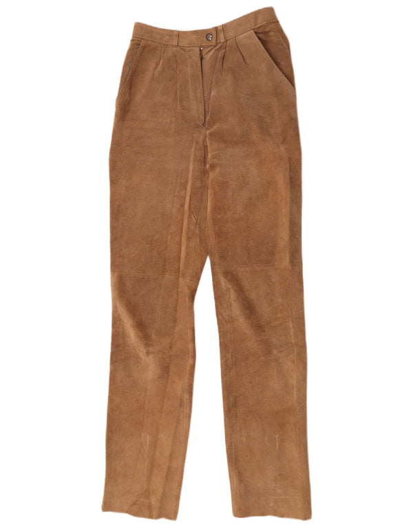 Vintage Womens Suede Trousers IT 36 XS W24 L31 Brown Leather