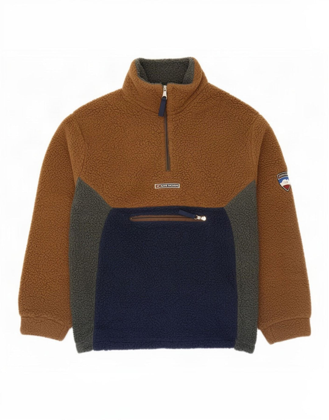 Cape Horn Mens Zip Neck Fleece Jumper Medium Navy Blue Colourblock