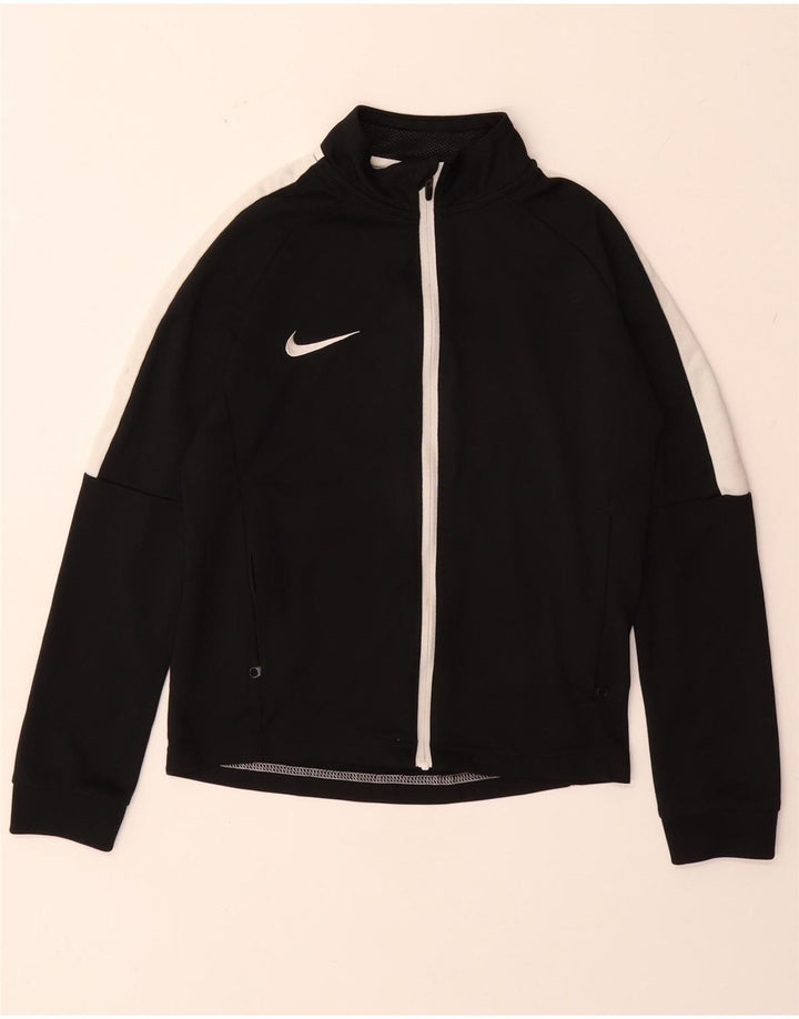 NIKE Boys Dri Fit Tracksuit Top Jacket 8-9 Years Small  Black Colourblock