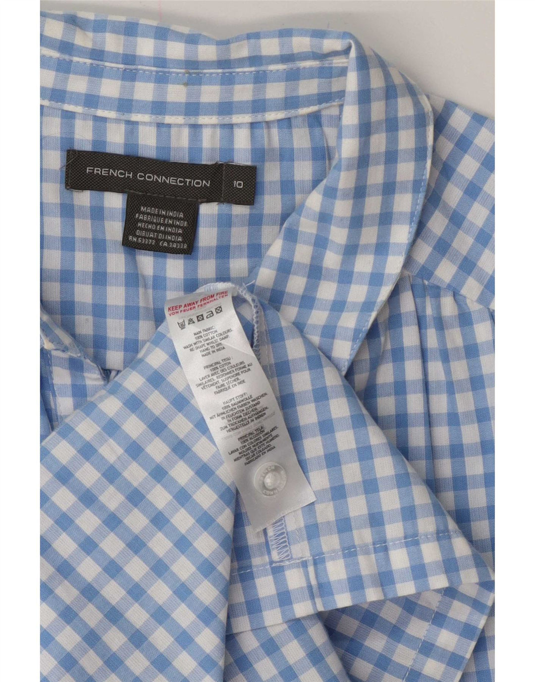 French Connection Womens Sleeveless A-Line Dress UK 10 Small Blue Gingham