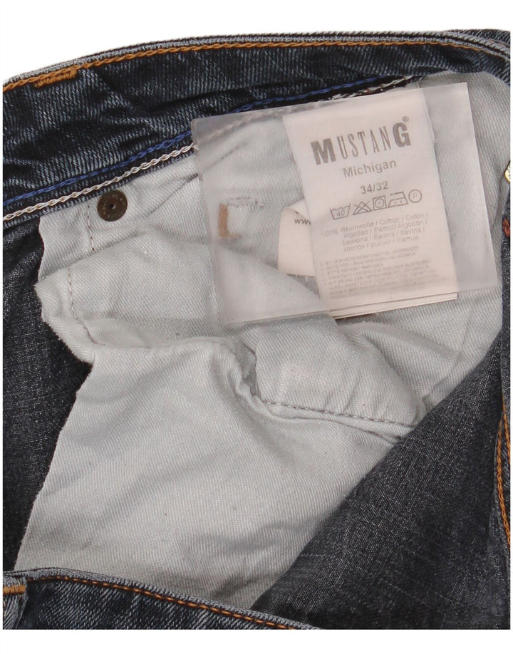 Mustang Mens Straight Jeans W34 L32 Blue Cotton