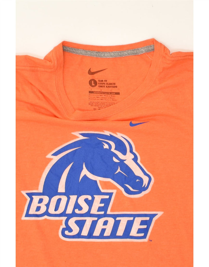 NIKE Womens Boise State Slim Fit Graphic T-Shirt Top UK 14 Large Orange | Vintage Nike | Thrift | Second-Hand Nike | Used Clothing | Messina Hembry 