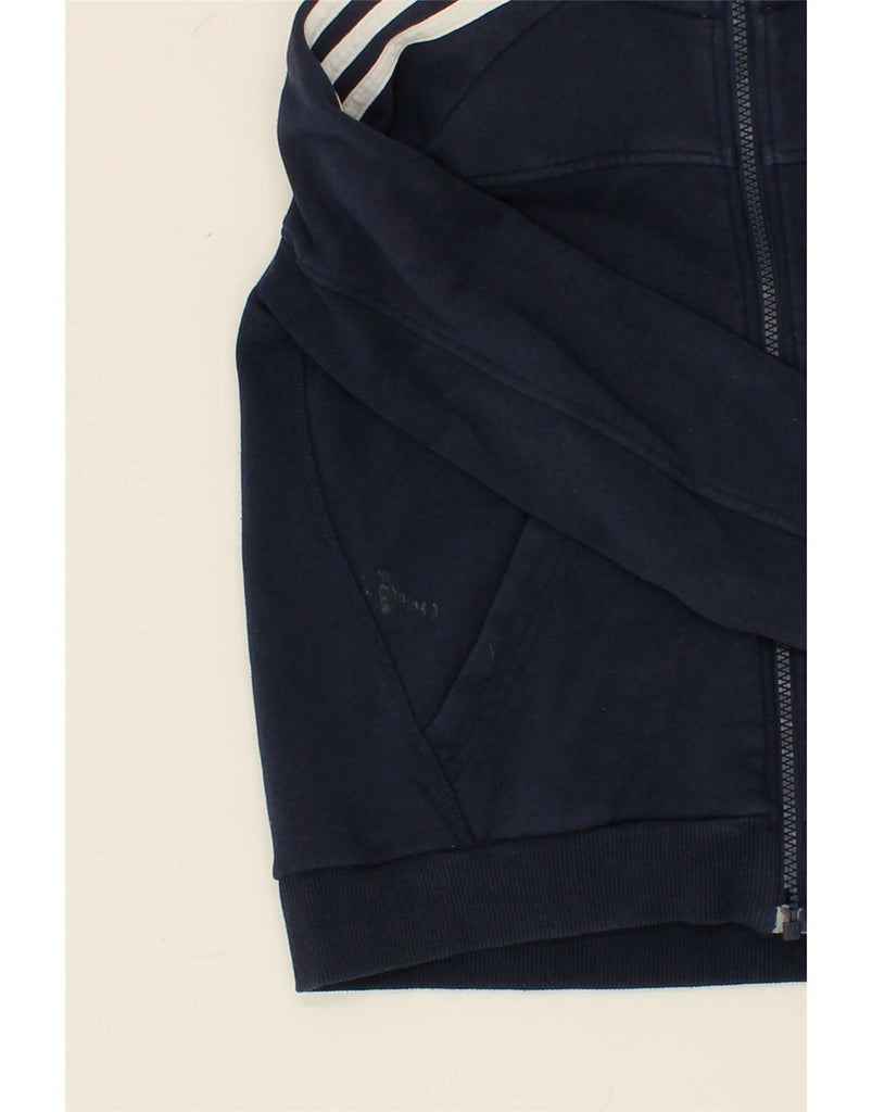 ADIDAS Boys Zip Hoodie Sweater 7-8 Years Navy Blue Cotton Vintage Adidas and Second-Hand Adidas from Messina Hembry 