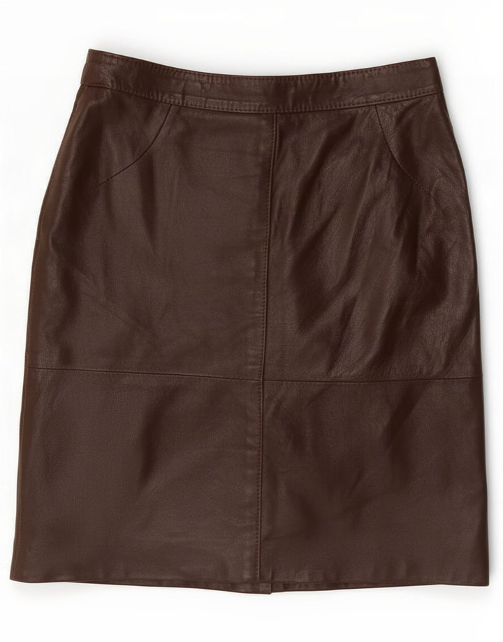 Vintage Womens Leather Skirt Small W26 Brown