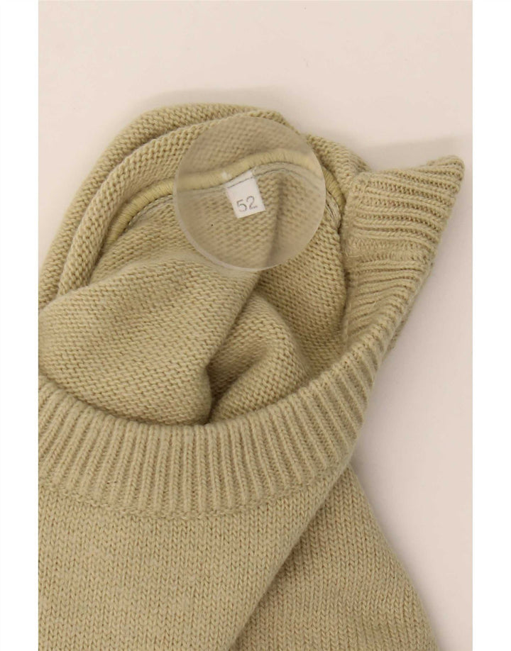 Vintage Mens Crew Neck Jumper Sweater IT 52 Large Beige Wool
