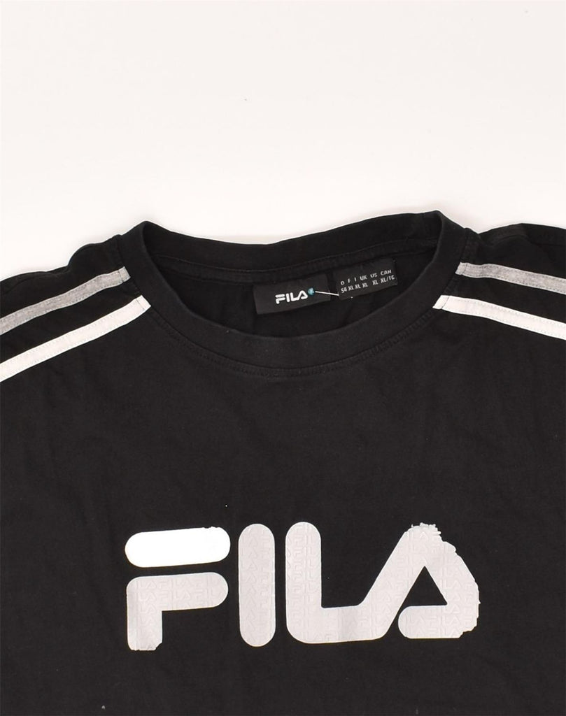 FILA Mens Graphic T-Shirt Top XL Black Cotton | Vintage Fila | Thrift | Second-Hand Fila | Used Clothing | Messina Hembry 