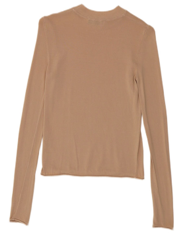 Zara Womens Top Long Sleeve UK 8 Small Beige Viscose