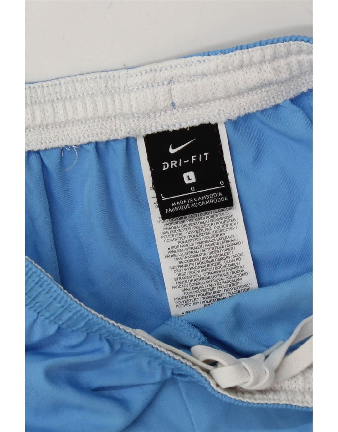 NIKE Womens Dri Fit Sport Shorts Large  Blue Polyester Vintage Nike and Second-Hand Nike from Messina Hembry 