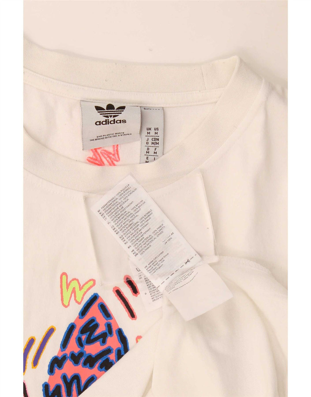 Adidas Mens Graphic T-Shirt Top Medium White Cotton