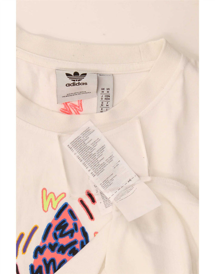 Adidas Mens Graphic T-Shirt Top Medium White Cotton