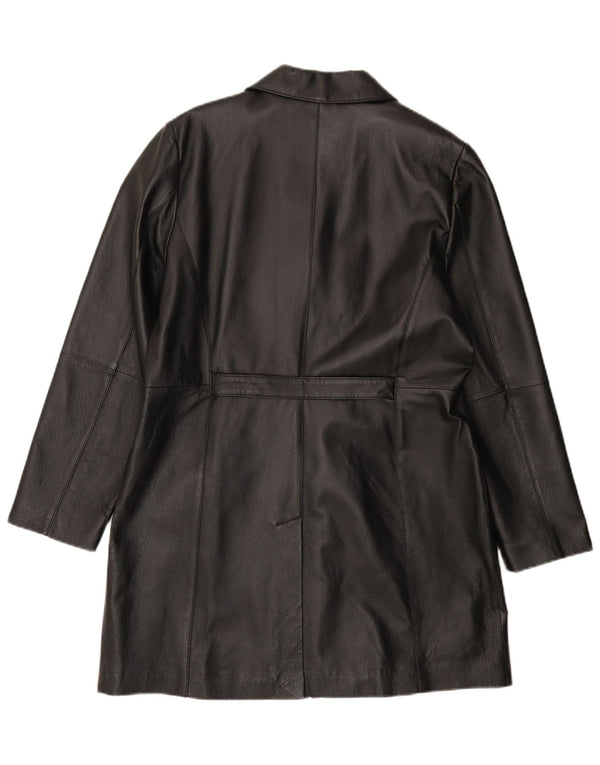 Vintage Womens Leather Coat UK 18 XL Black Leather
