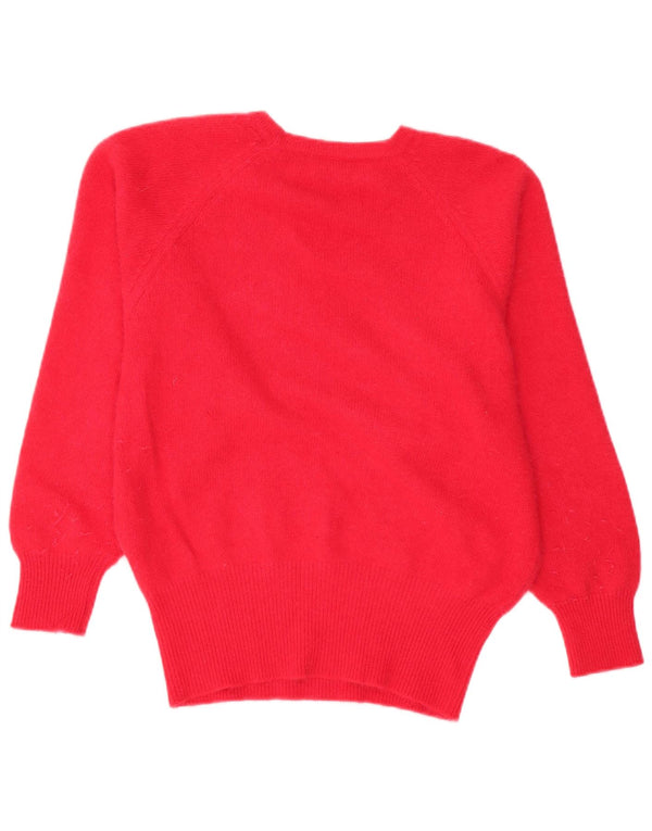 Vintage Womens Crew Neck Jumper Sweater EU 38 Medium Red Angora