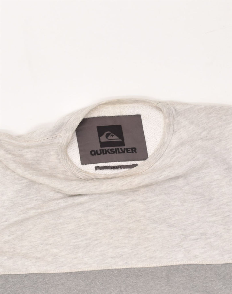 QUIKSILVER Mens Sweatshirt Jumper Small Grey Colourblock Cotton | Vintage Quiksilver | Thrift | Second-Hand Quiksilver | Used Clothing | Messina Hembry 