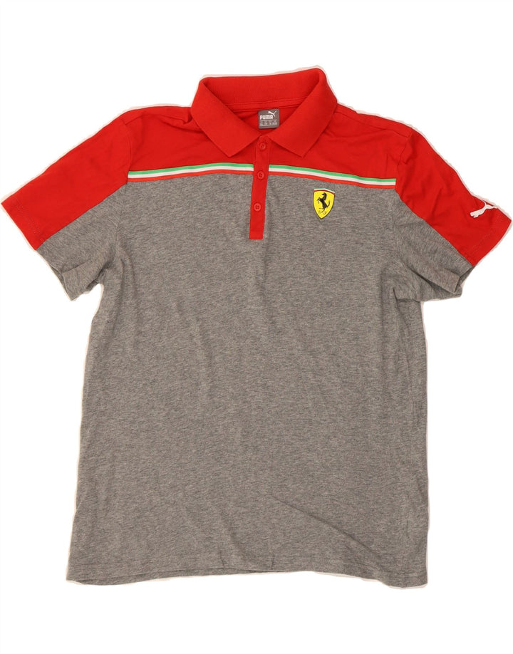 PUMA Boys Graphic Polo Shirt 15-16 Years Grey Colourblock Vintage Puma and Second-Hand Puma from Messina Hembry 