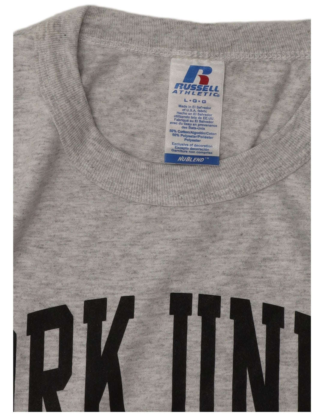 RUSSELL ATHLETIC Mens Graphic T-Shirt Top Large Grey Cotton