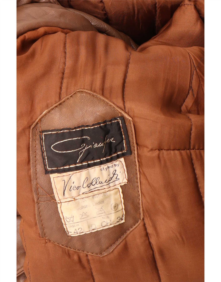 Vintage Womens Leather Jacket IT 42 Medium Brown Leather