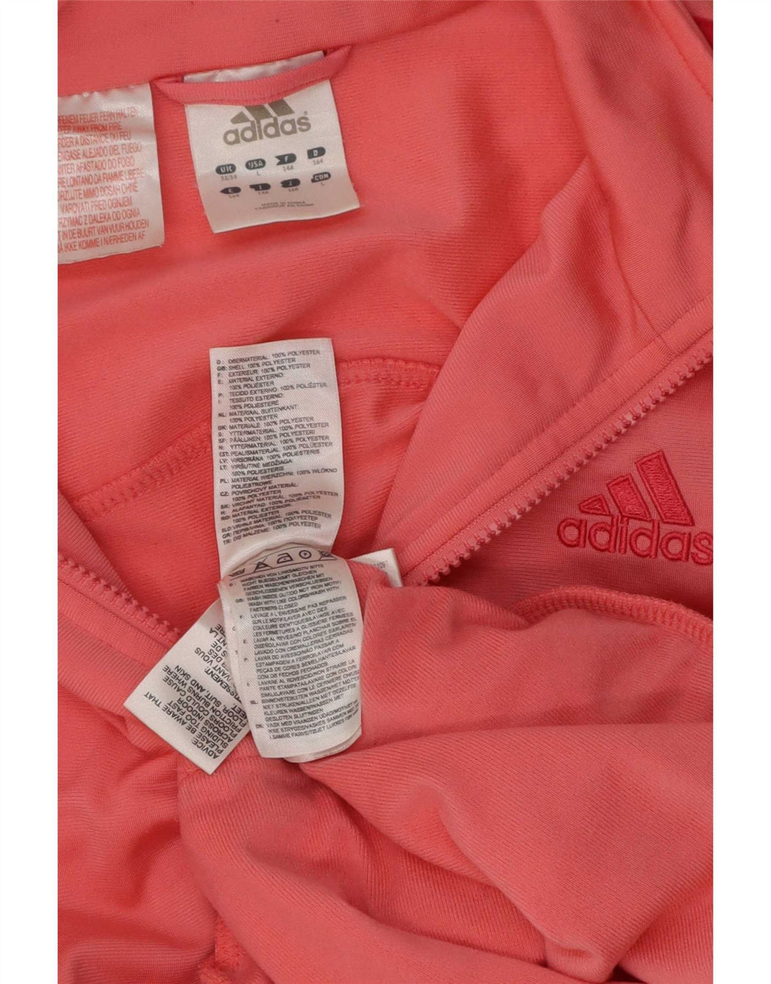 Adidas Girls Tracksuit Top Jacket 13-14 Years Pink Polyester