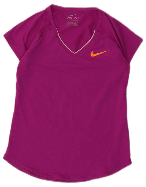 Nike Girls Dri Fit T-Shirt Top 8-9 Years Small Purple