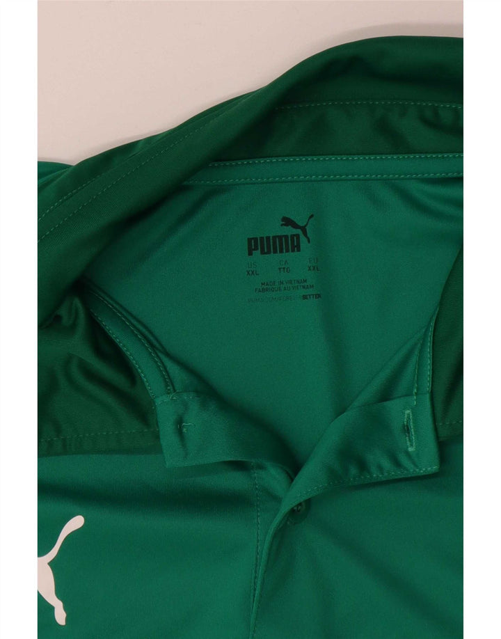 Puma Mens Polo Shirt 2XL Green Colourblock Polyester