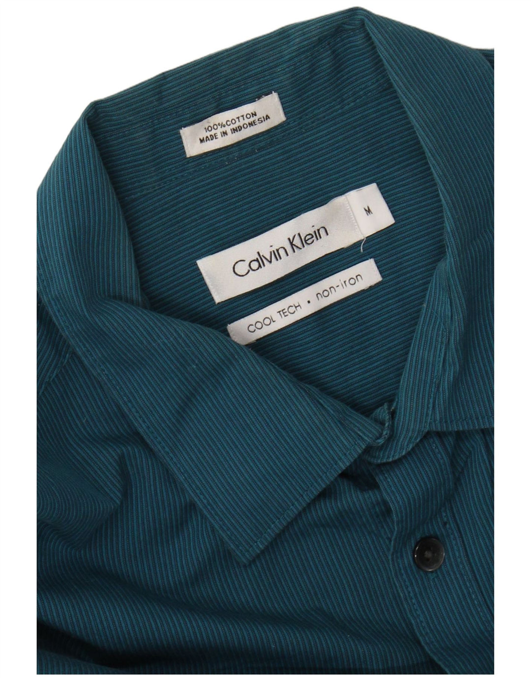 CALVIN KLEIN Mens Shirt Medium Blue Pinstripe Cotton