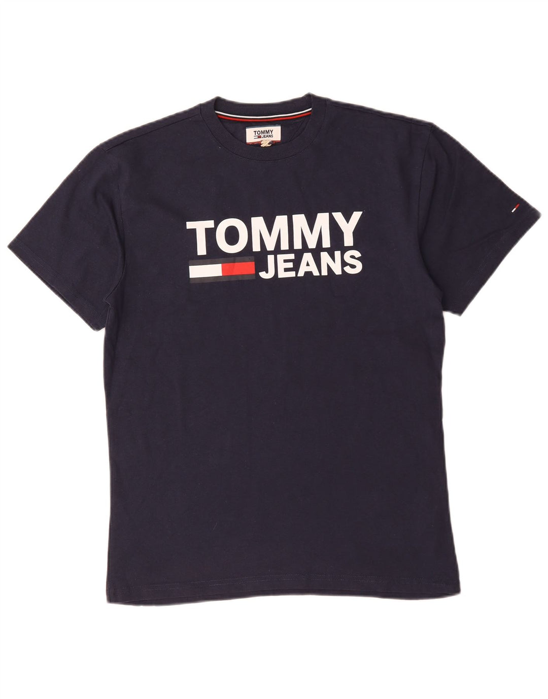 Tommy Hilfiger Mens Graphic T-Shirt Top Medium Navy Blue Cotton