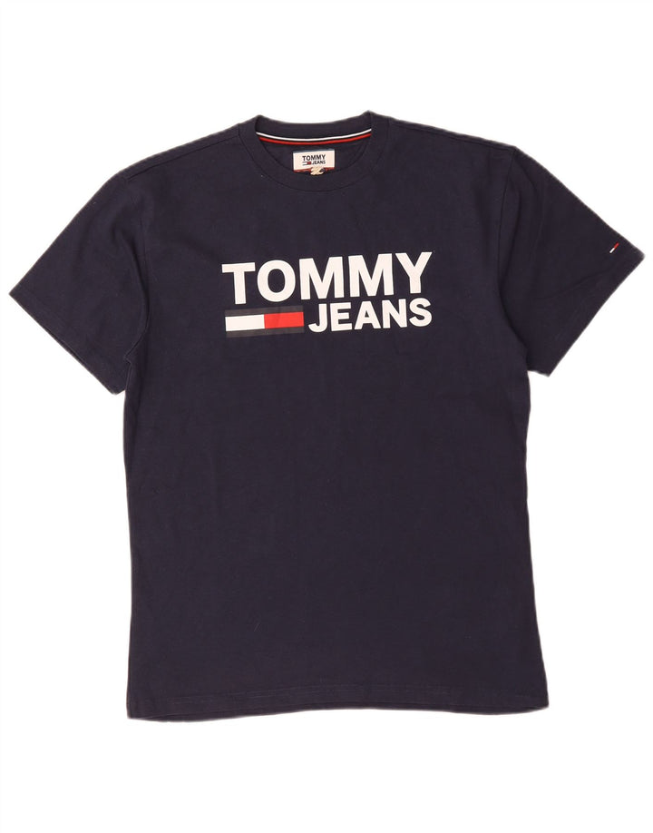 Tommy Hilfiger Mens Graphic T-Shirt Top Medium Navy Blue Cotton
