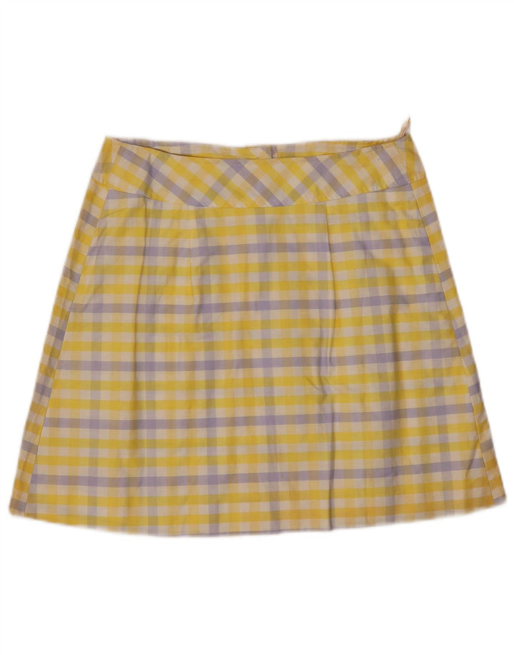 Vintage Womens Mini Skirt IT 44 Medium W27 Yellow Gingham