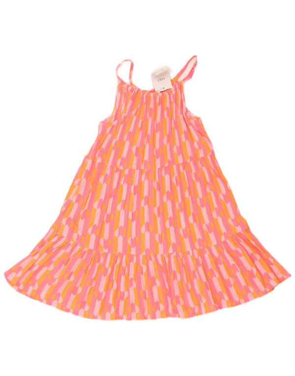 Marks & Spencer Girls Abstract Pattern Tiered Dress 10-11 Years Pink Heart