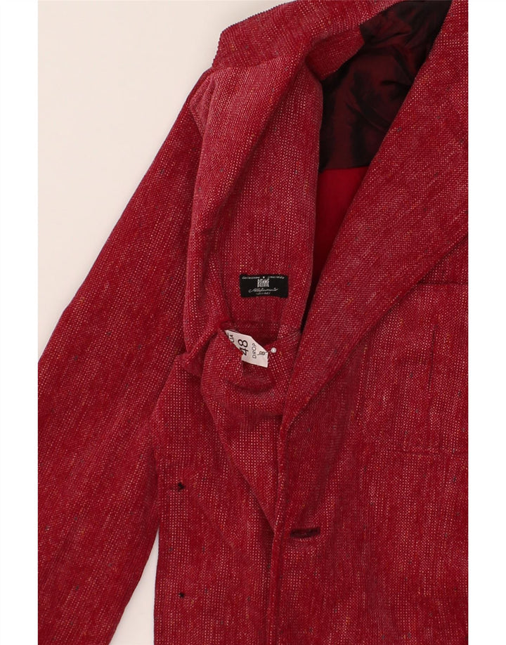 VINTAGE Womens Longline 2 Button Blazer Jacket IT 48 XL Burgundy Vintage Vintage and Second-Hand Vintage from Messina Hembry 