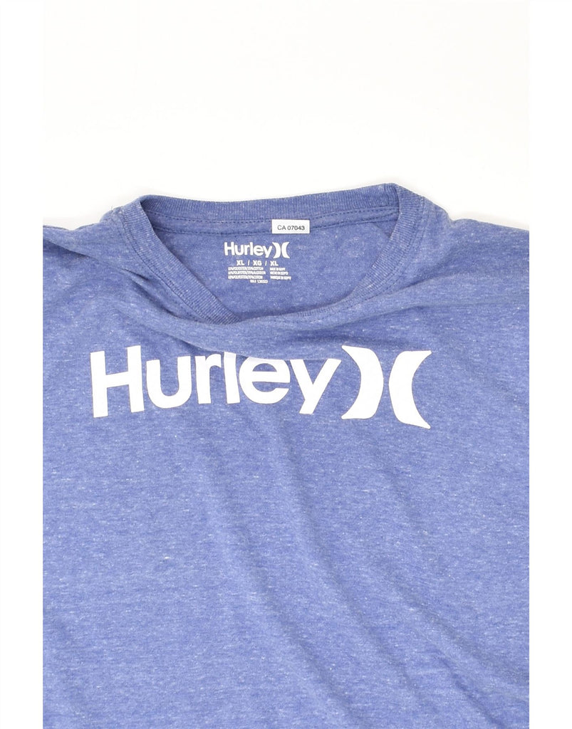 HURLEY Womens Graphic Top Long Sleeve UK 18 XL Blue Polyester | Vintage Hurley | Thrift | Second-Hand Hurley | Used Clothing | Messina Hembry 