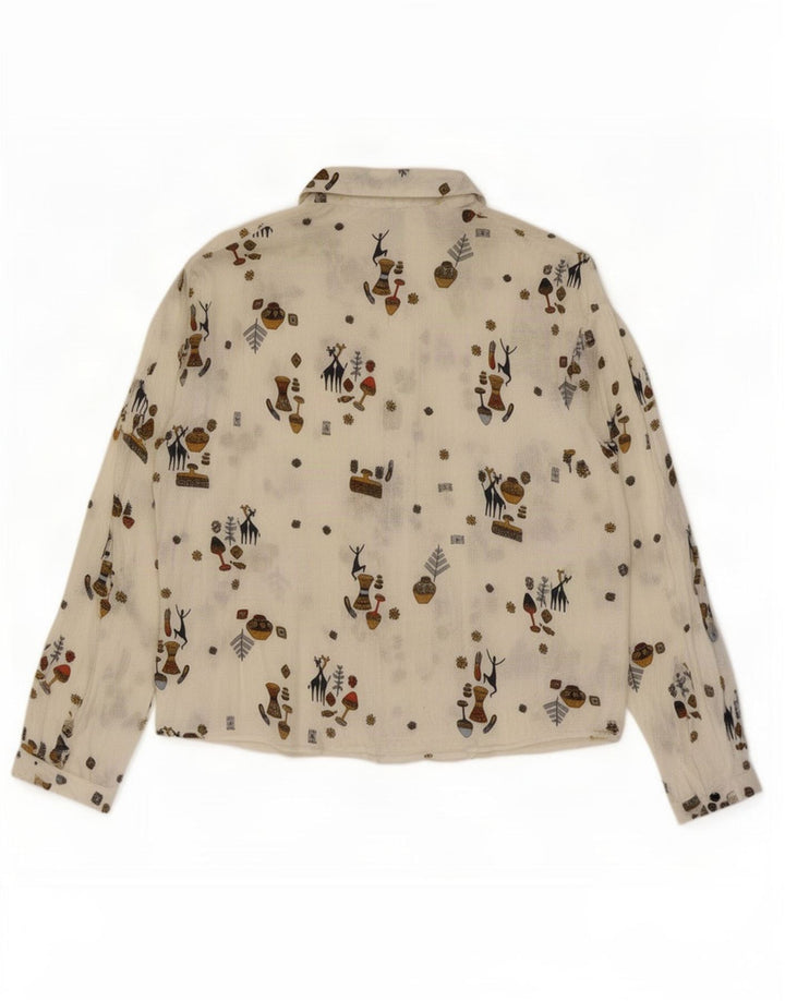 Zara Womens Trafaluc Abstract Pattern Shirt Blouse UK 14 Medium White