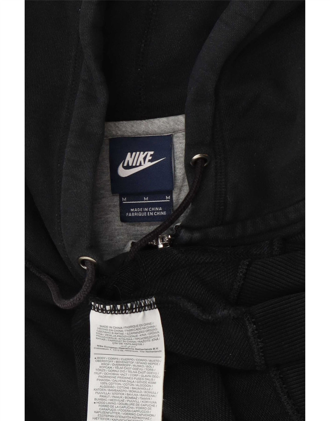 Nike Mens Zip Hoodie Sweater Medium Black Cotton