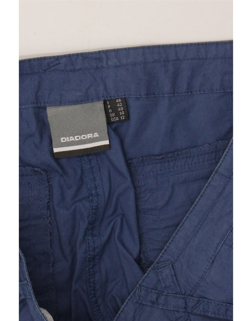 DIADORA Womens Cargo Cropped Trousers UK 14 Large W33 L24 Blue Cotton Vintage Diadora and Second-Hand Diadora from Messina Hembry 