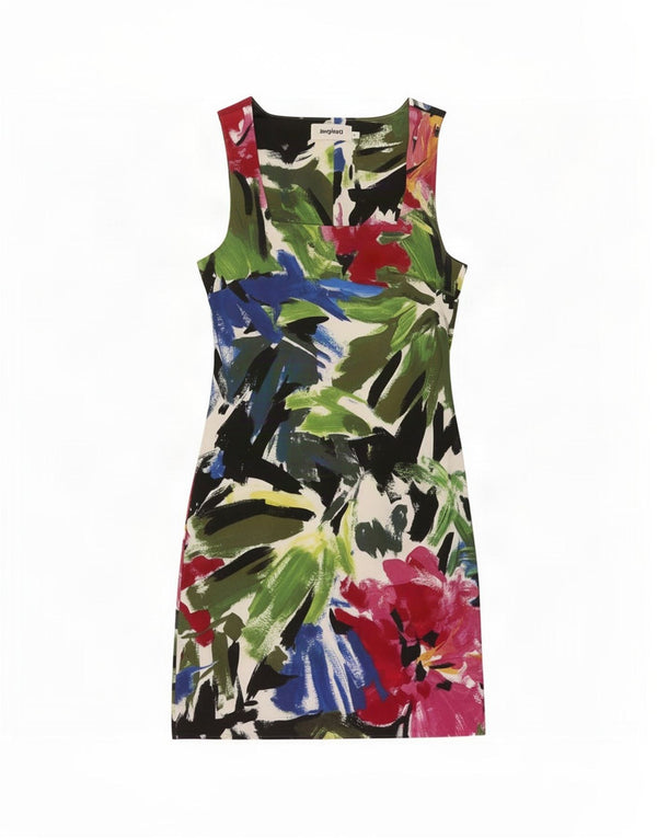 Desigual Womens Sleeveless Sheath Dress UK 8 Small Multicoloured Floral