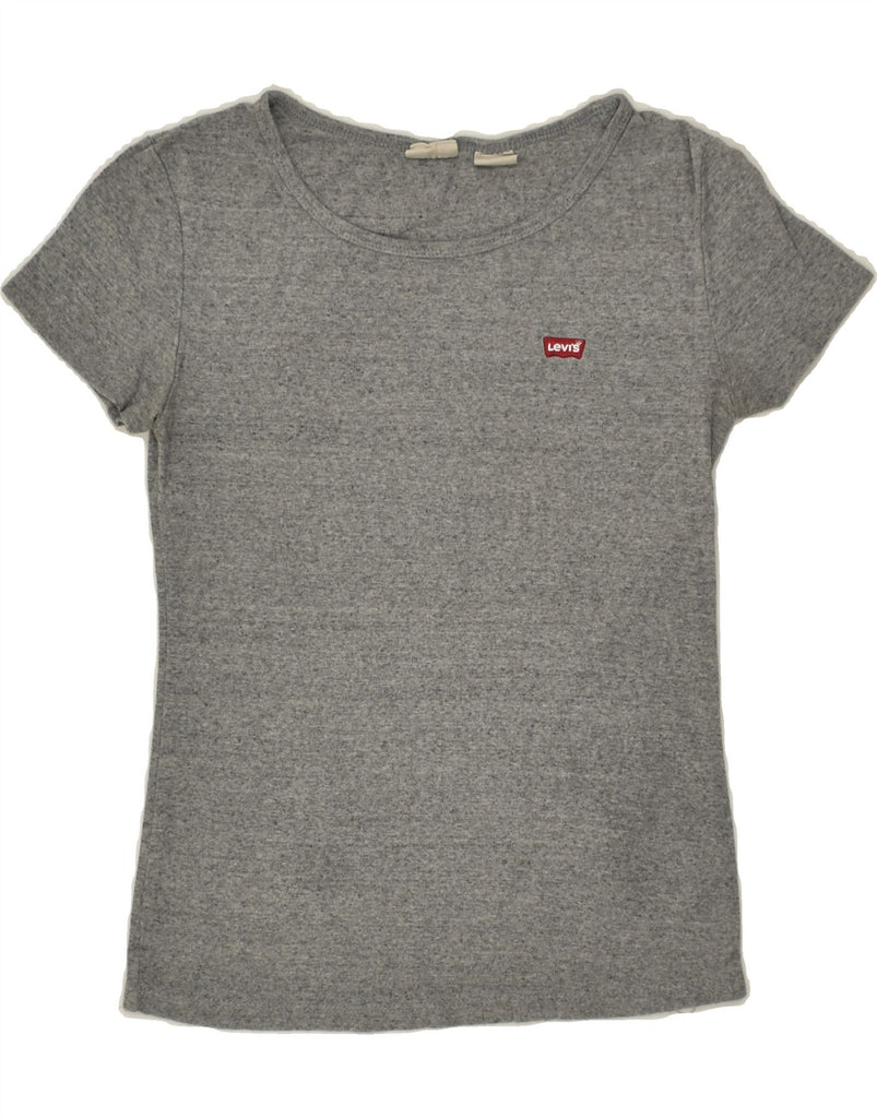 LEVI'S Womens T-Shirt Top UK 10 Small Grey Flecked Cotton Vintage Levi's and Second-Hand Levi's from Messina Hembry 