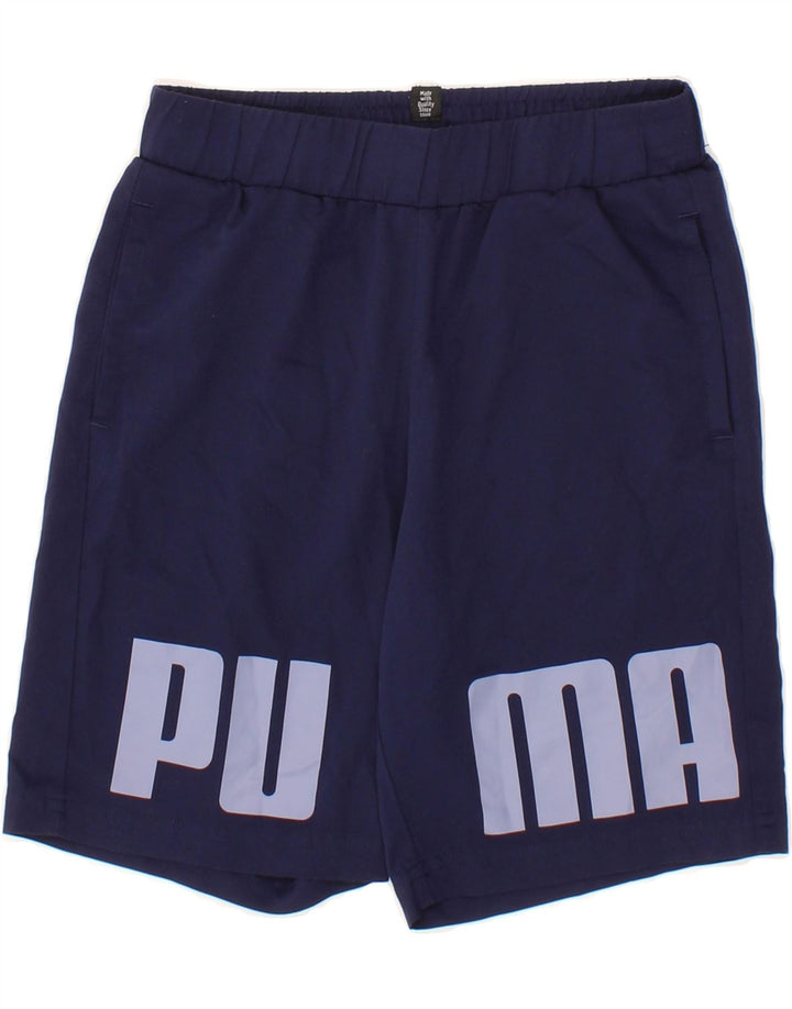 PUMA Boys Graphic Sport Shorts 9-10 Years Navy Blue Polyester Vintage Puma and Second-Hand Puma from Messina Hembry 