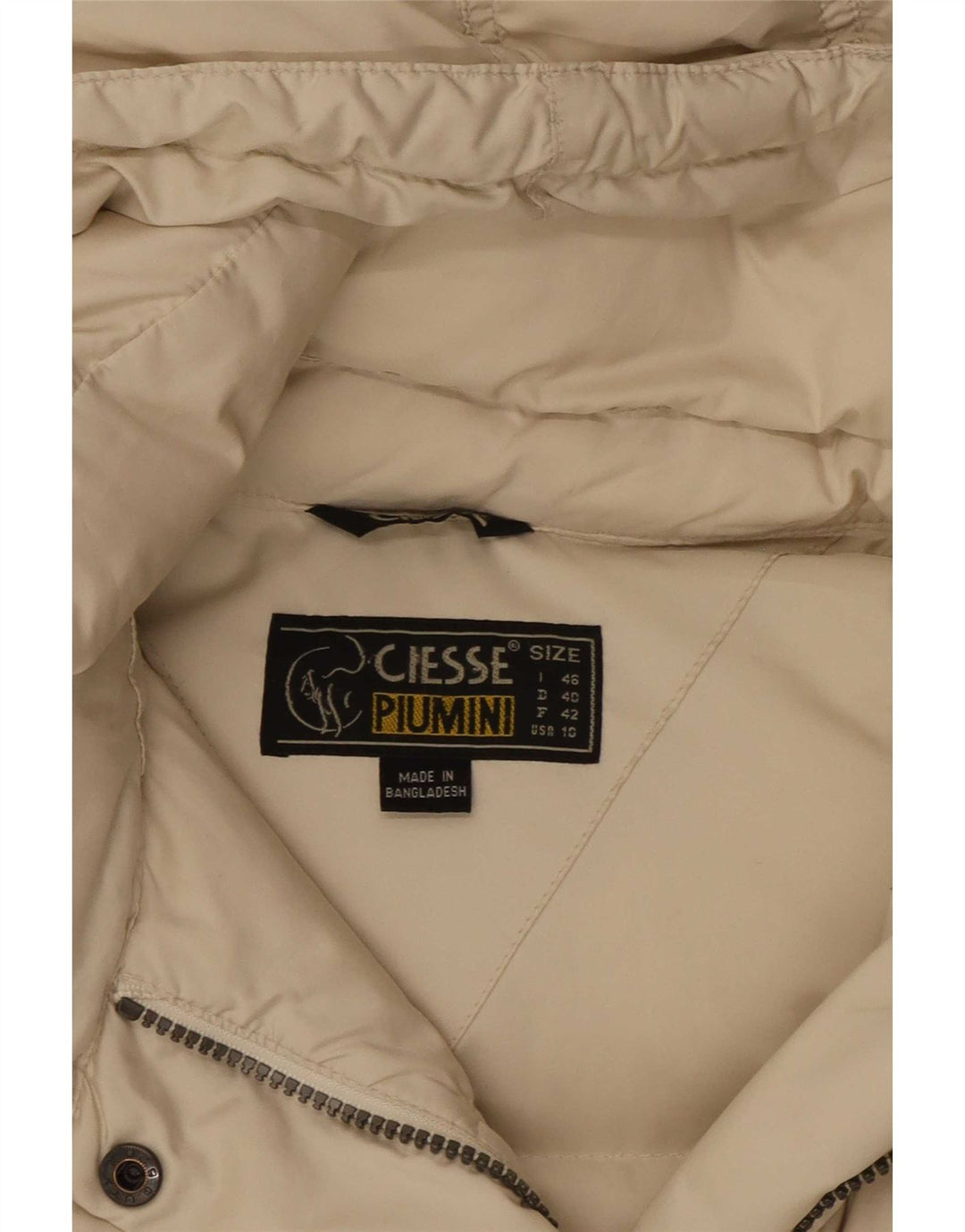Ciesse Piumini Womens Hooded Padded Jacket IT 46 Large Off White Polyester
