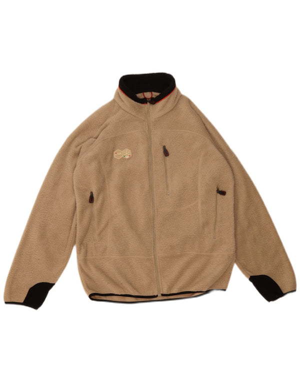 Fila Mens Fleece Jumper Large Beige Colourblock Polyester