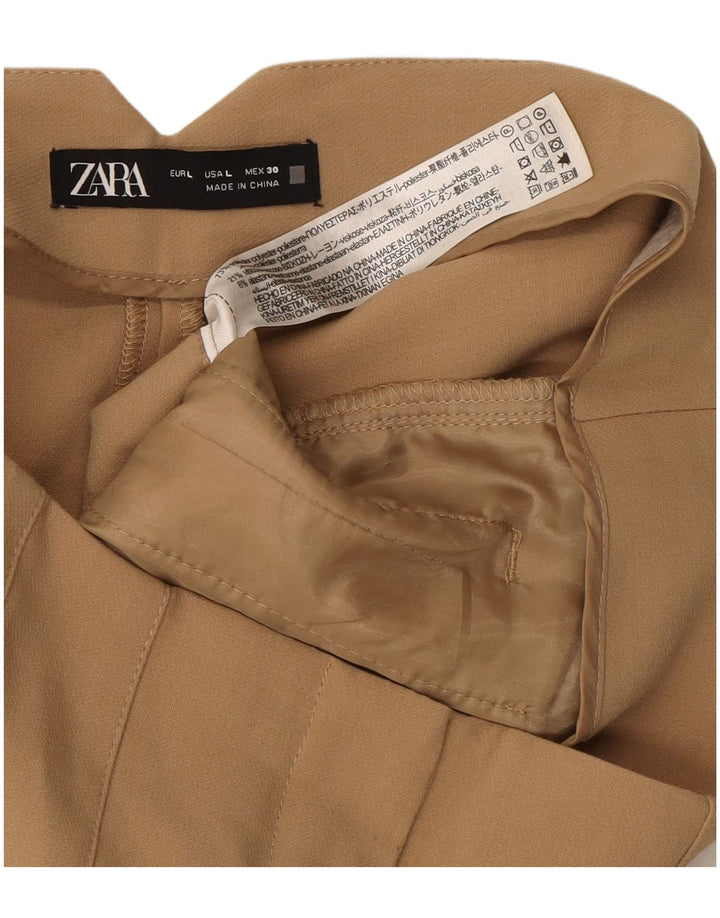 ZARA Womens Slim Suit Trousers Large W32 L26 Brown Polyester