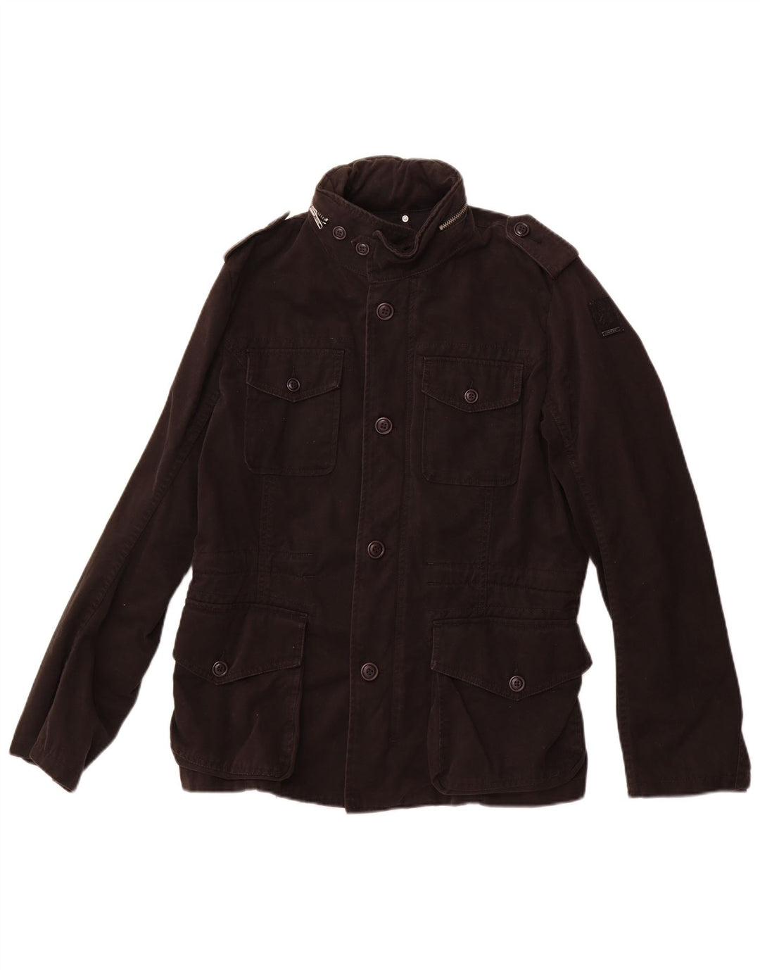 Diesel Mens Military Jacket UK 40 Large Black Cotton