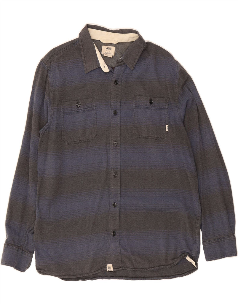 VANS Mens Flannel Shirt Medium Navy Blue Striped Vintage Vans and Second-Hand Vans from Messina Hembry 