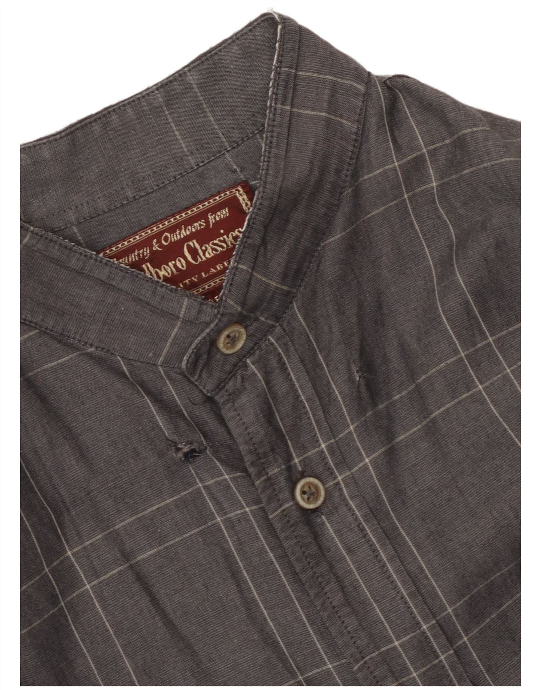 Marlboro Classics Mens Shirt Large Grey Check Cotton