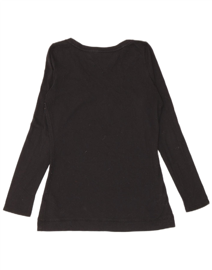Tommy Hilfiger Womens Top Long Sleeve UK 12 Medium Black Cotton
