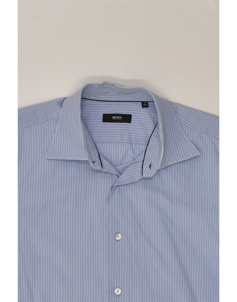 HUGO BOSS Mens Shirt Size 15 1/2 39 Medium Blue Pinstripe Cotton | Vintage Hugo Boss | Thrift | Second-Hand Hugo Boss | Used Clothing | Messina Hembry 